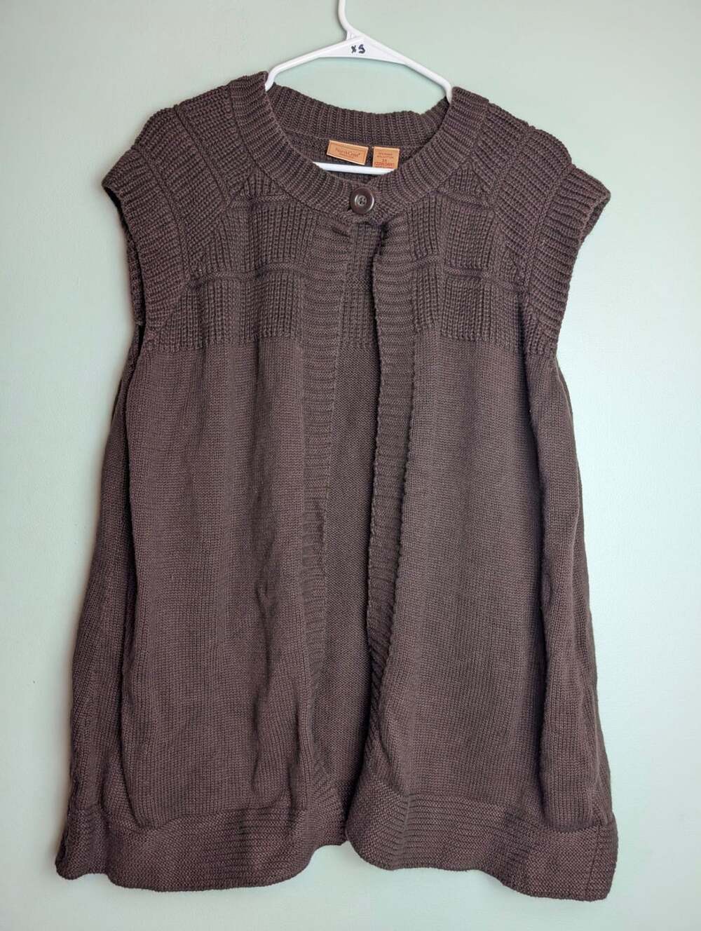 NorthCrest Women's Plus Brown Sleeveless Knit Cardigan Sweater 3X 22W/24W